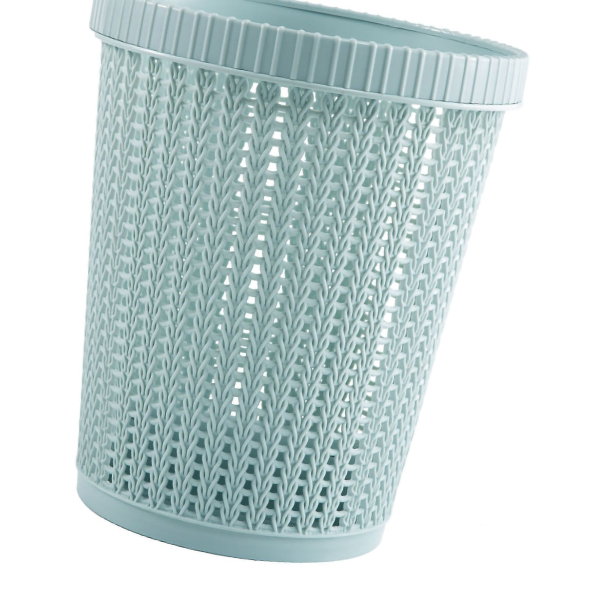 Pulling Bag Trash Can Imitation Rattan Round Plastic Garbage Bin Home Coverless Trash Storage Basket Blue L