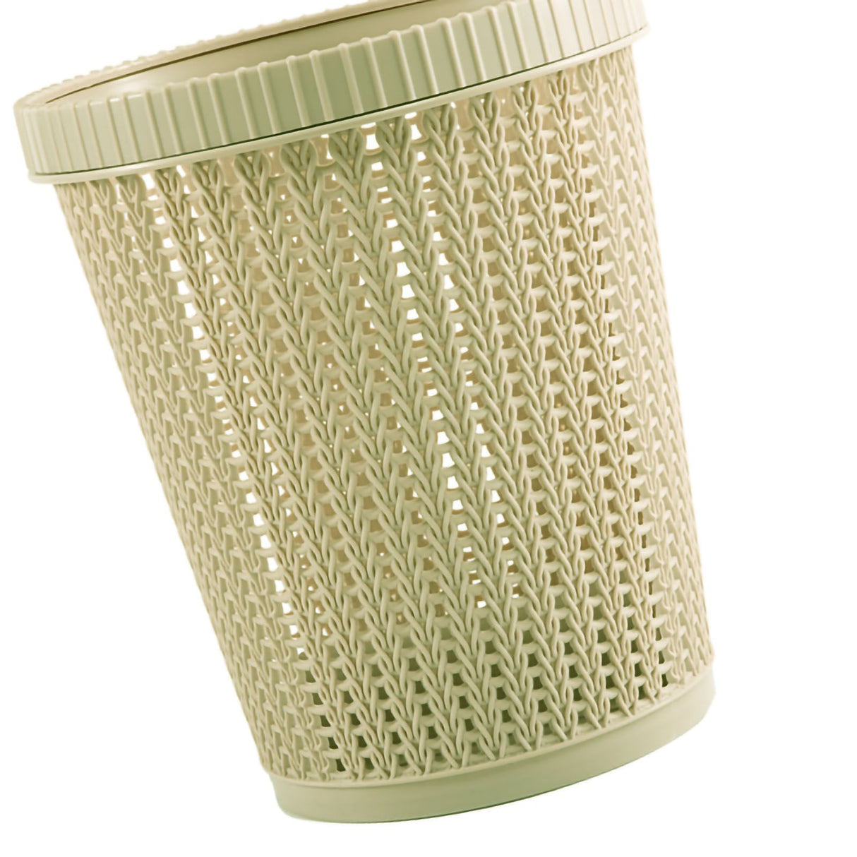 Pulling Bag Trash Can Imitation Rattan Round Plastic Garbage Bin Home Coverless Trash Storage Basket Green L