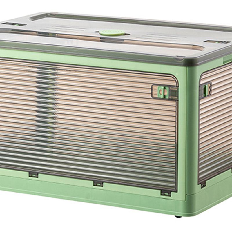 Clothes Storage Box Clear Transparent 4 Way Opening Bottom Pulley Design Plastic PET Storage Container for Home Brown Green Large 51.5x36x30