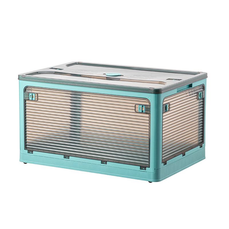 Clothes Storage Box Clear Transparent 4 Way Opening Bottom Pulley Design Plastic PET Storage Container for Home Brown Blue Large 51.5x36x30