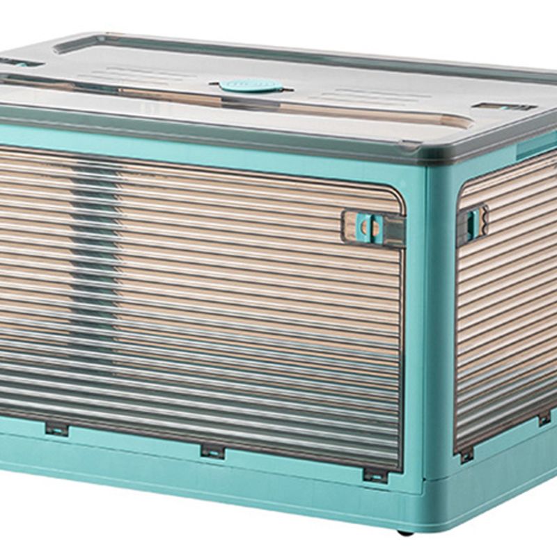 Clothes Storage Box Clear Transparent 4 Way Opening Bottom Pulley Design Plastic PET Storage Container for Home Brown Blue Large 51.5x36x30