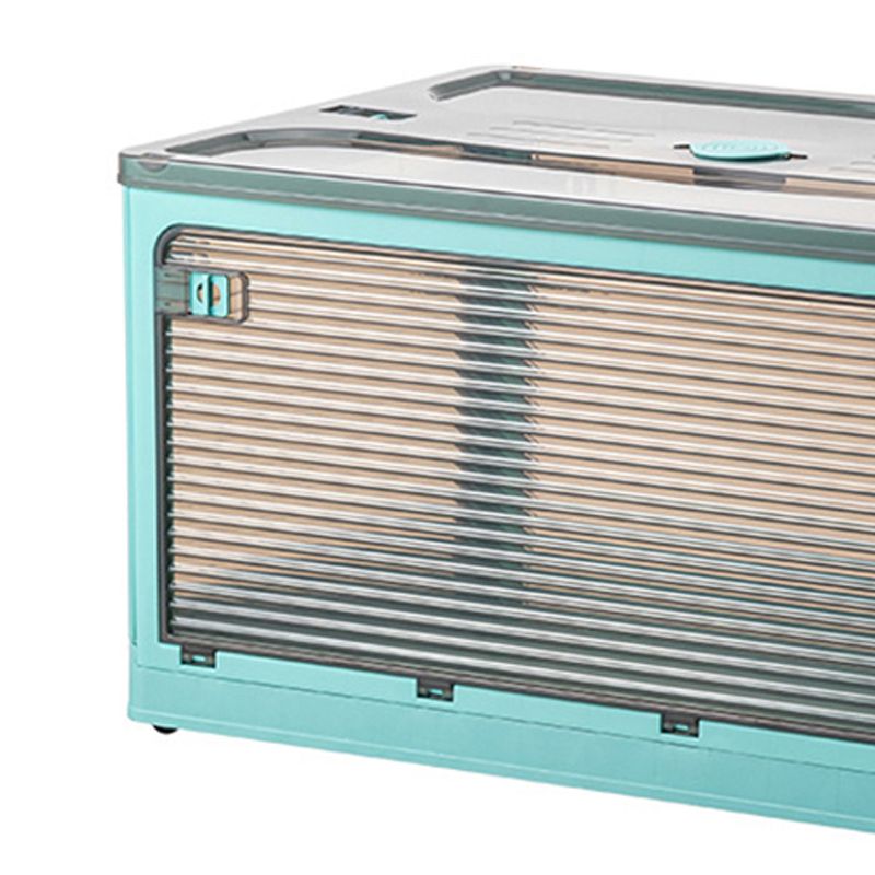 Clothes Storage Box Clear Transparent 4 Way Opening Bottom Pulley Design Plastic PET Storage Container for Home Brown Blue Large 51.5x36x30