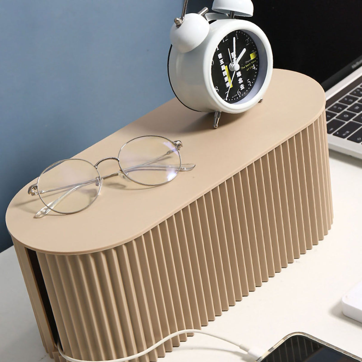 Cable Organizer Box Large Capacity Durable ABS Detachable Cover Insulated Cord Management Box for PC TV Appliances Light Coffee Small Size