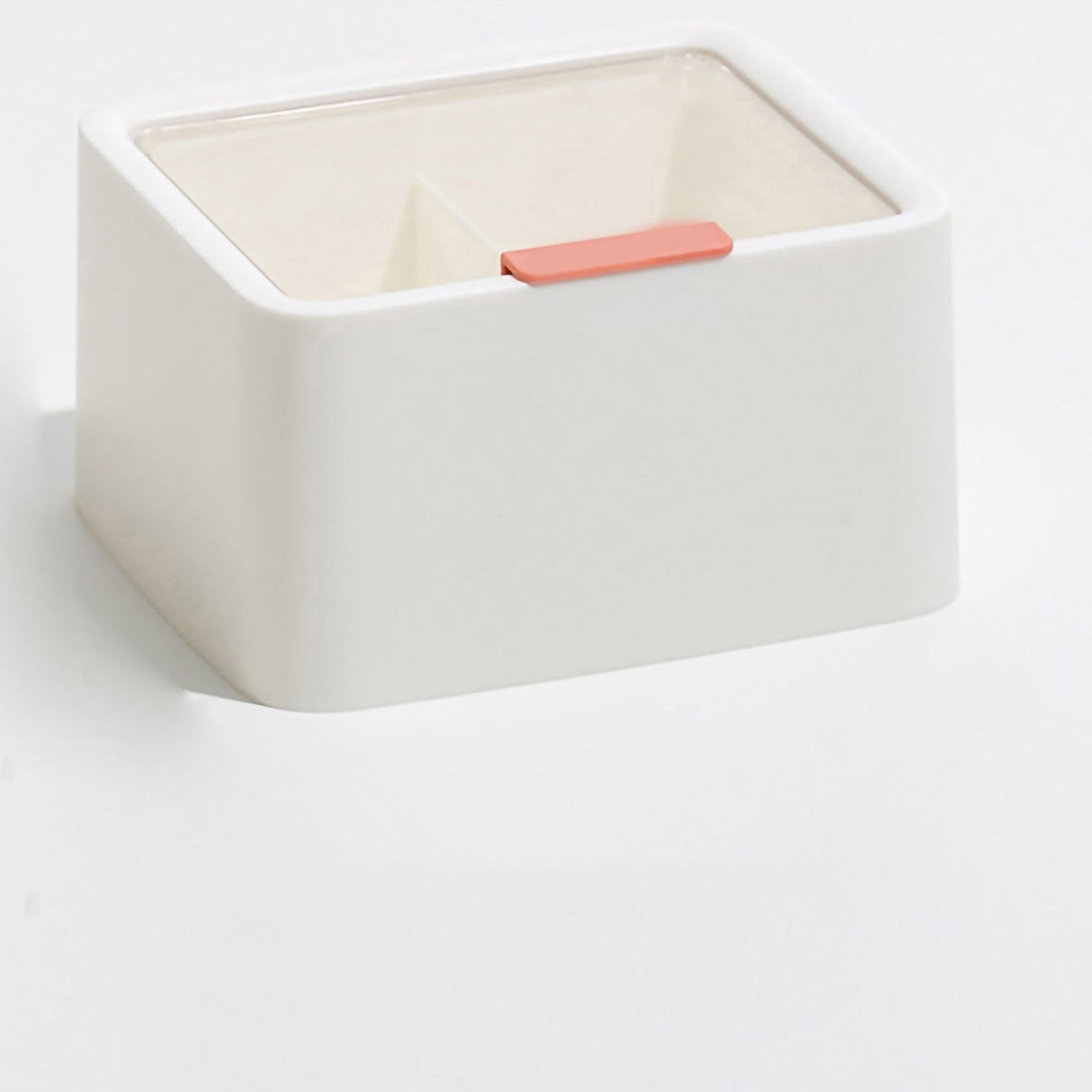 Lipstick Storage Box Large Capacity Double Layer Grid Design Transparent Storage Box with Lid for Home Office White