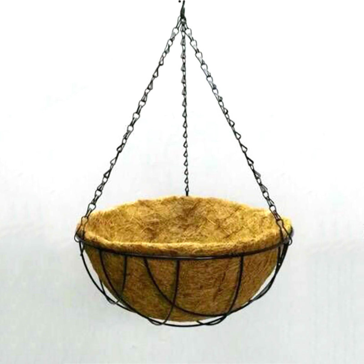 Hanging Basket Flower Pot Half Round Wire Plant Holder with Chain for Porch Garden Balcony Decoration 12in Dia 30cm Height