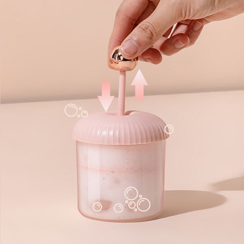 Face Foam Maker Portable Cleansing Foaming Cup Reusable Whip Bubble Maker for Travel Pink Gold