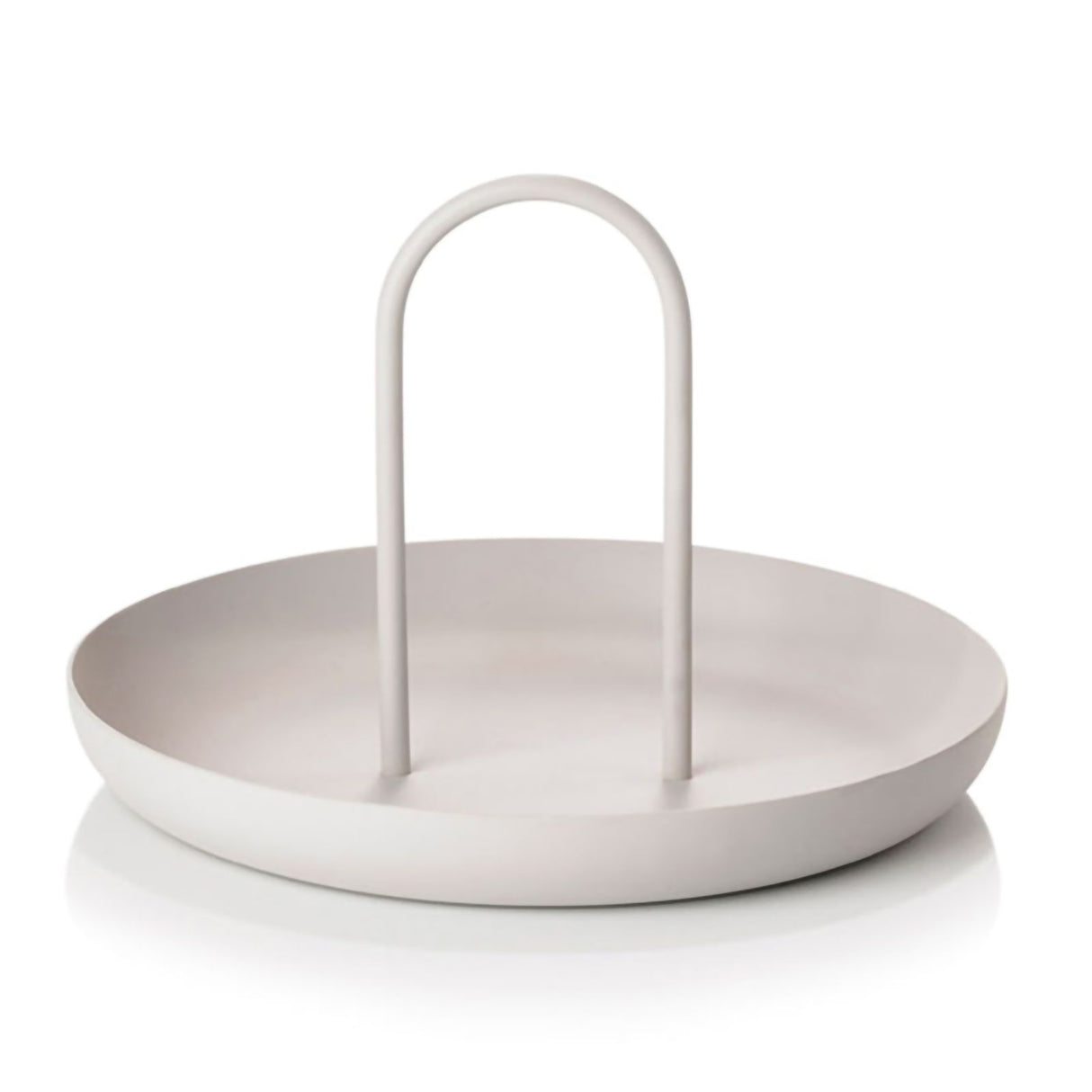 Serving Tray Metal Round Portable Table Top Storage Tray Simple Modern Style with Handle Grey