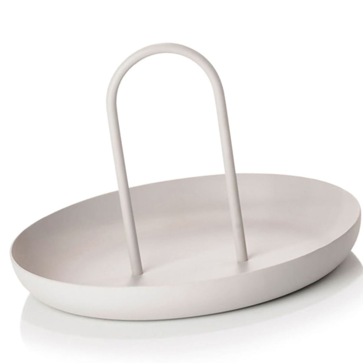 Serving Tray Metal Round Portable Table Top Storage Tray Simple Modern Style with Handle Grey