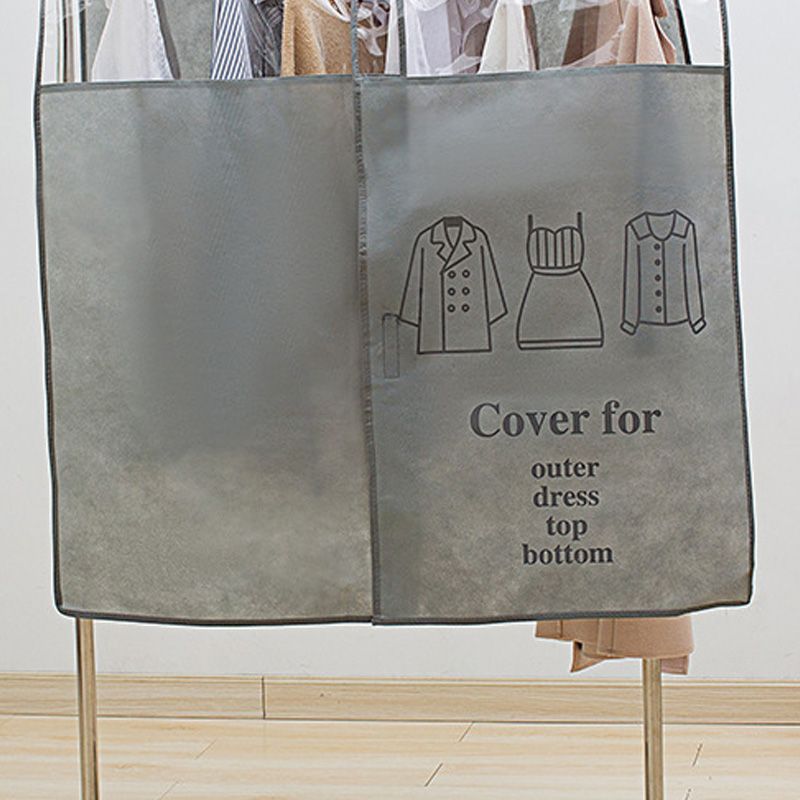 Clothes Dust Cover Nonwoven Dust Prevention Waterproof Transparent Window Design Hanging Garment Protectors Grey
