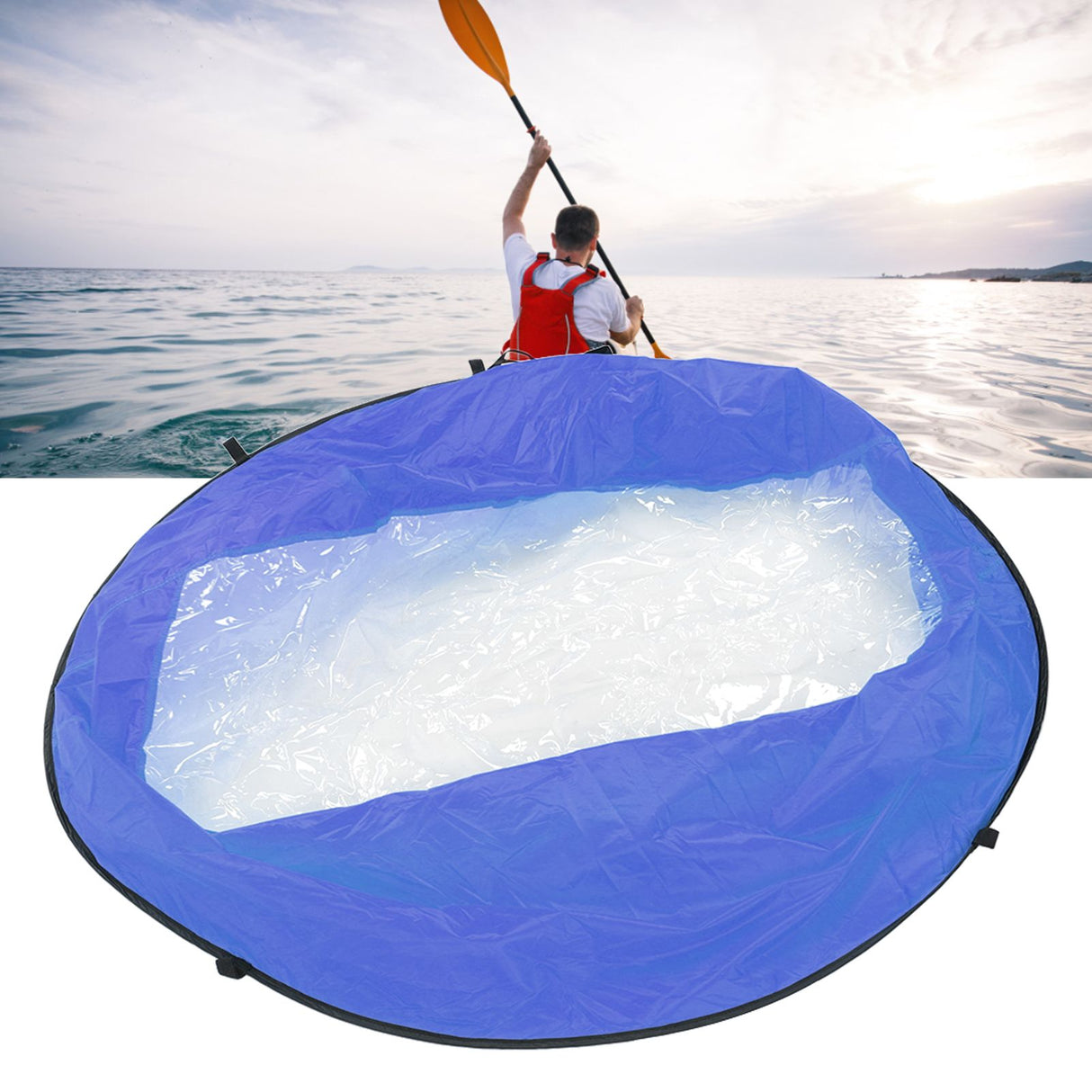 Foldable Kayak Boat Wind Sail EVA Reduced UV Radiation Portable Downwind Wind Paddle Sail for Outdoor Sport Blue