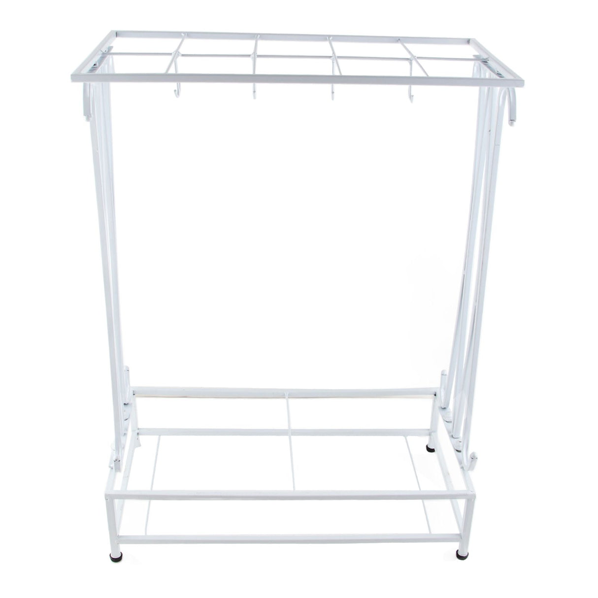 Umbrella Storage Rack Iron with Drip Tray 10 Holes 8 Hooks Umbrella Rack Stand for Home Hotel Lobby White