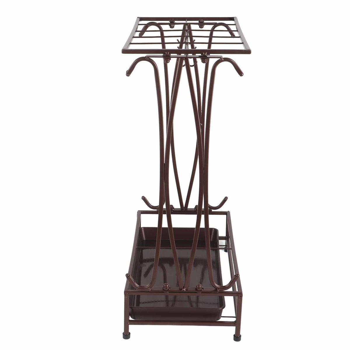 Umbrella Storage Rack Iron with Drip Tray 10 Holes 8 Hooks Umbrella Rack Stand for Home Hotel Lobby Bronze