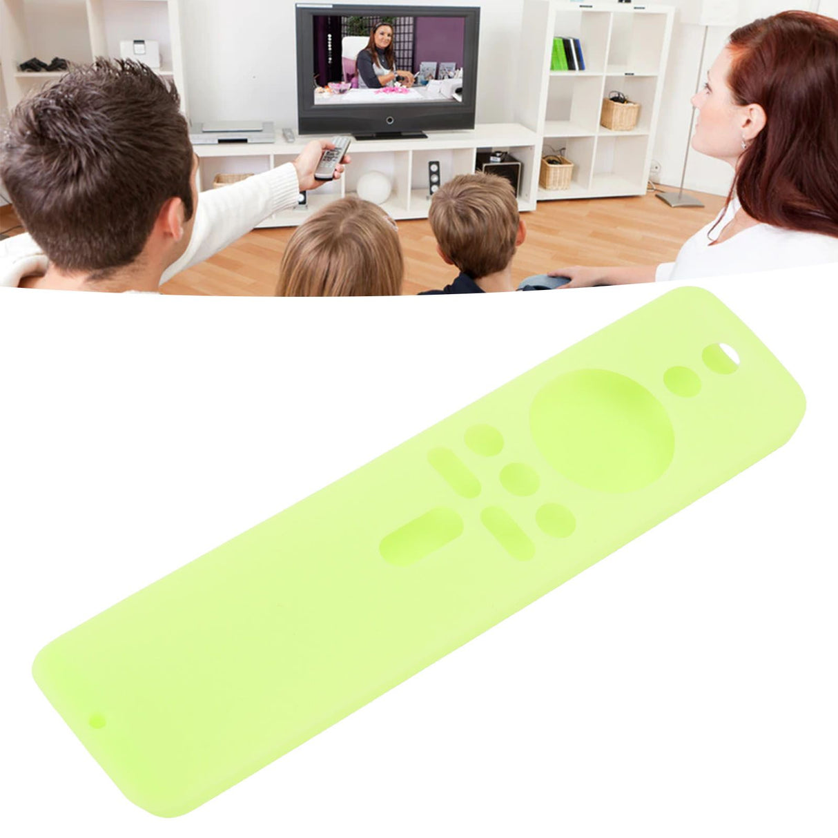Silicone Protective Cover for Xiaomi TV Stick 4K Anti Slip Remote Control Case with Lanyard Fluorescent Green