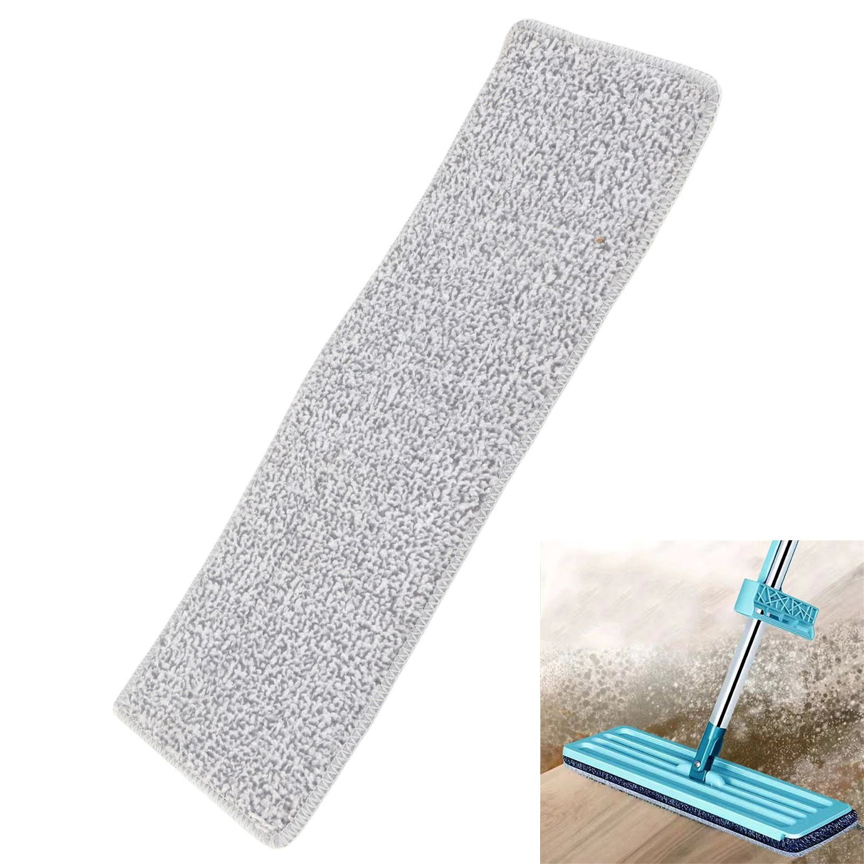 Floor Mop Dry Wet Dual Use Microfiber Free Hand Washing Flat Cleaning Tile Mop for Home Use Blue 6 Piece of Pads