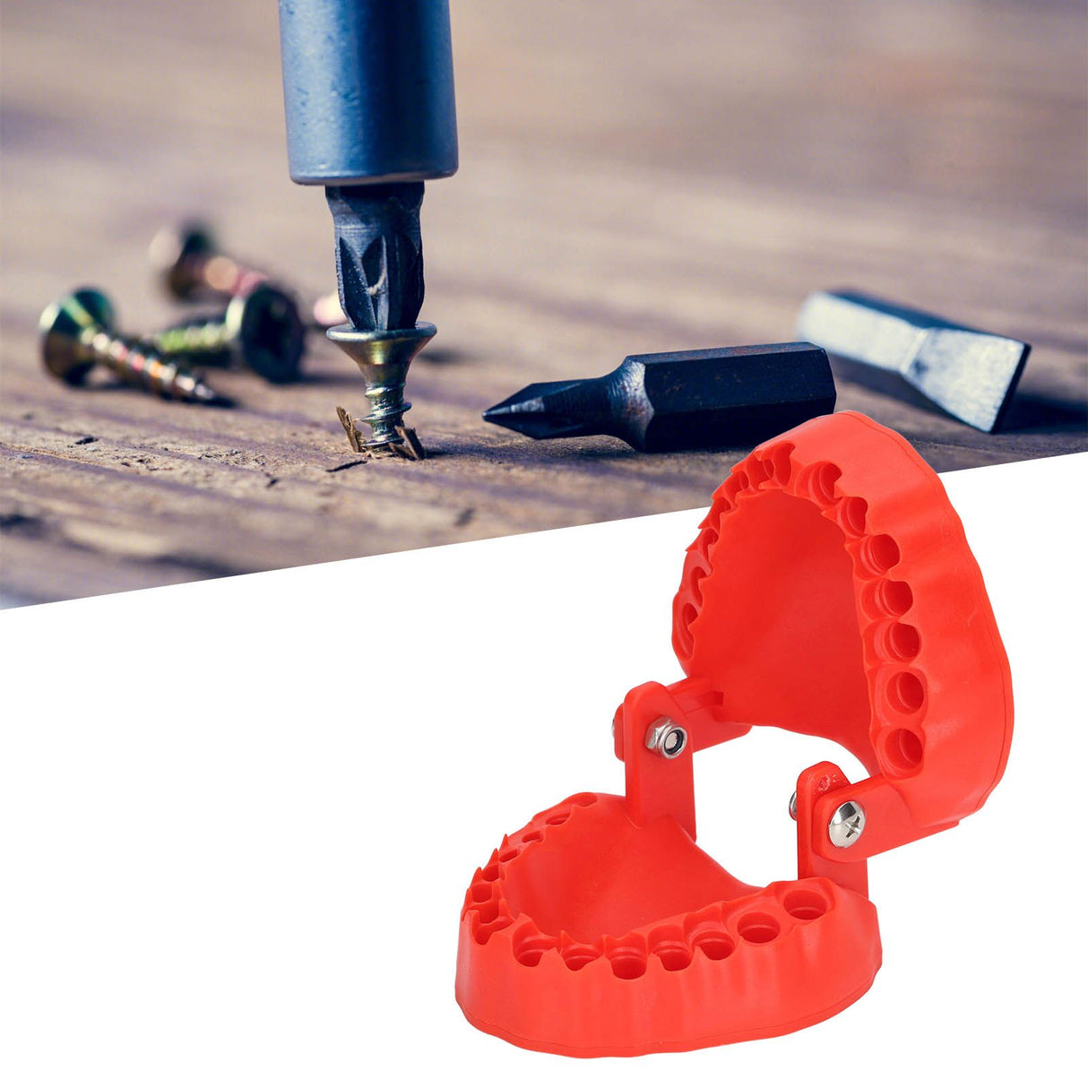 Denture Drill Bit Holder 28 Drill Bits Organizer Portable Denture Bit Holder with Magnet Red