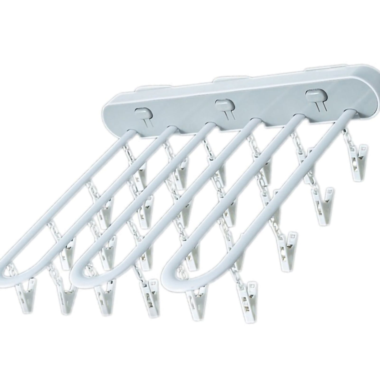 Clothes Drying Rack Wall Mounted Durable ABS Foldable Design Space Saving Clip and Drip Hanger White