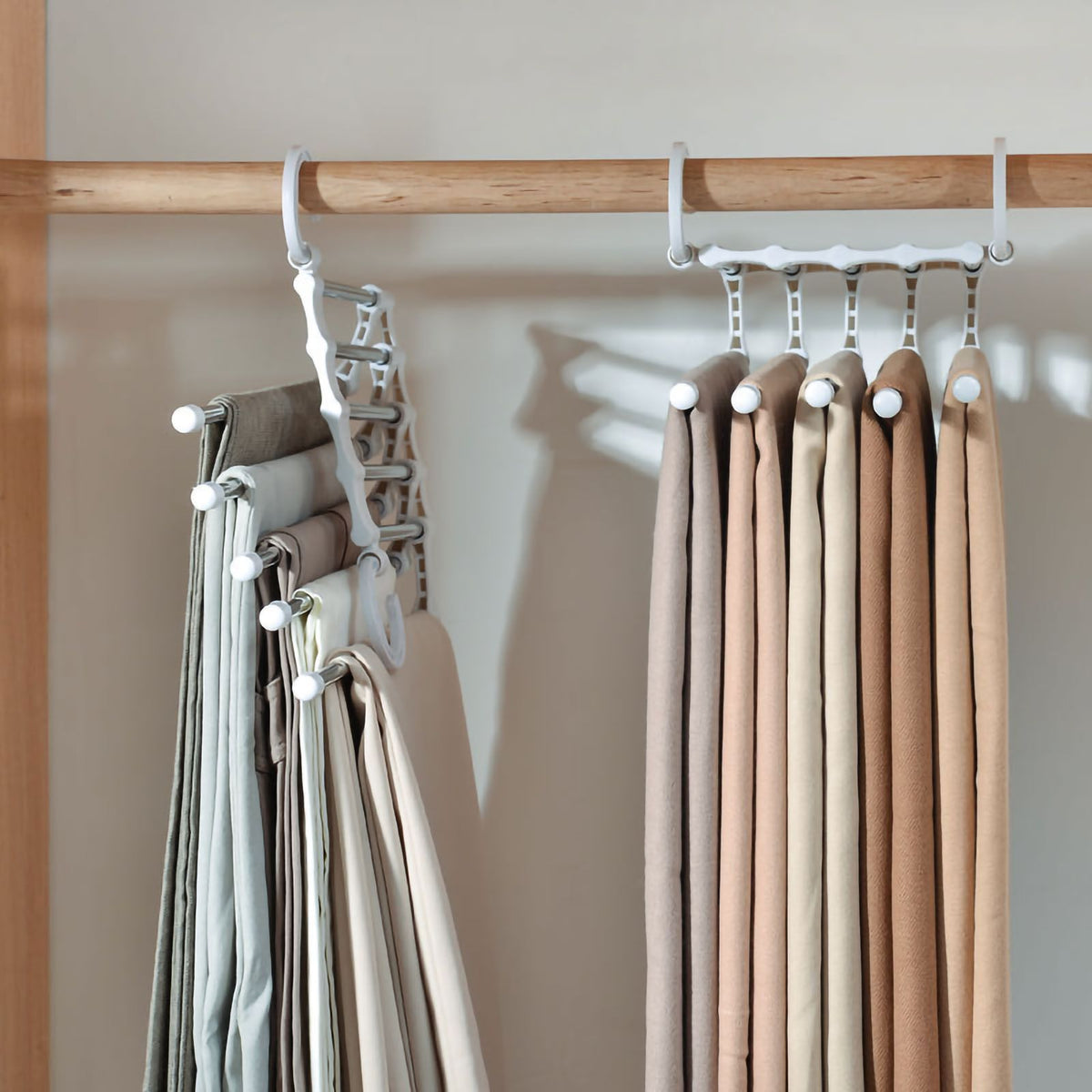 Stainless Steel Hangers Home Multifunctional Foldable Trouser Rack Retractable Trouser Storage Rack Trouser Rack White