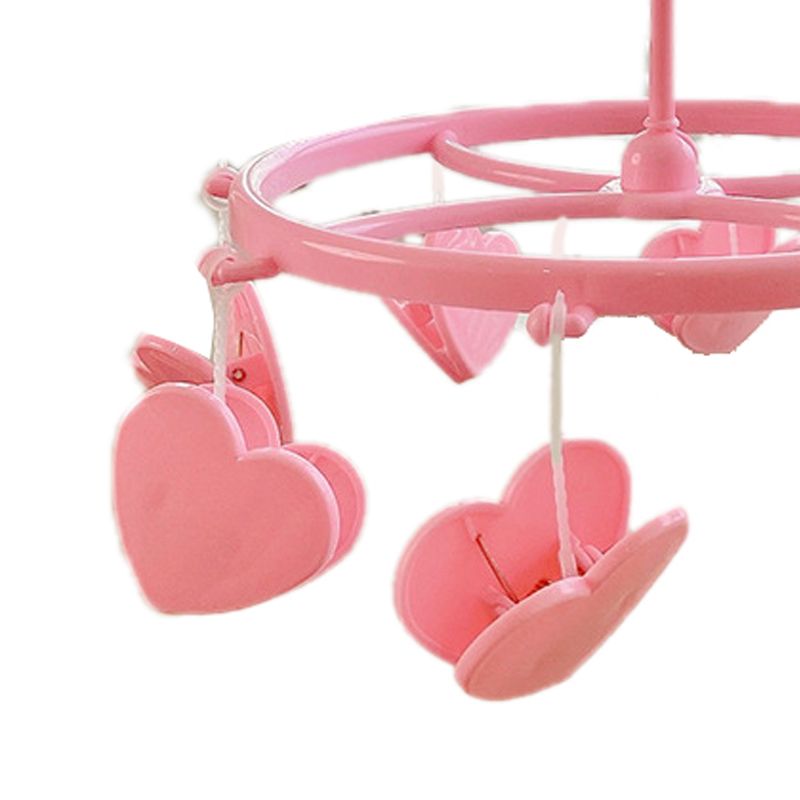 Plastic Hanging Drying Rack Sock Underwear Oversleeve Small Cloth Clip for Home Student Domitory Pink Heart