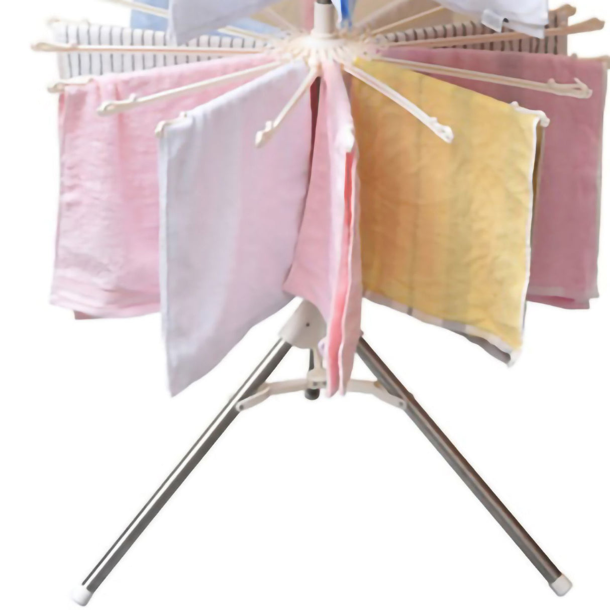 Clothes Drying Rack 360 Degree Rotating Folding Design Reliable Load Bearing Stainless Steel Laundry Accessories 3 Layer White