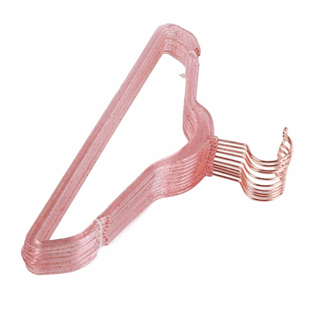 10Pcs Clothes Hangers Plastic 40cm Glitter Transparent Crystal Seamless Clothes Racks for Closet Wardrobe Red Glitter