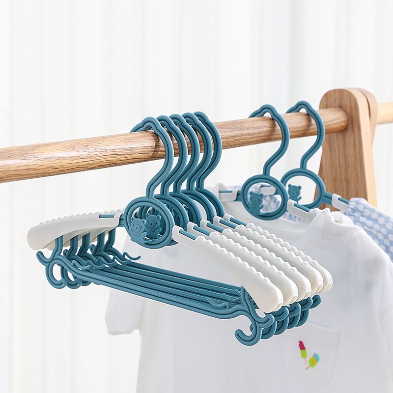 Children Hanger Plastic Lovely Adjustable High Toughness Non Slip Clothes Hanger for Kids Nordic Blue