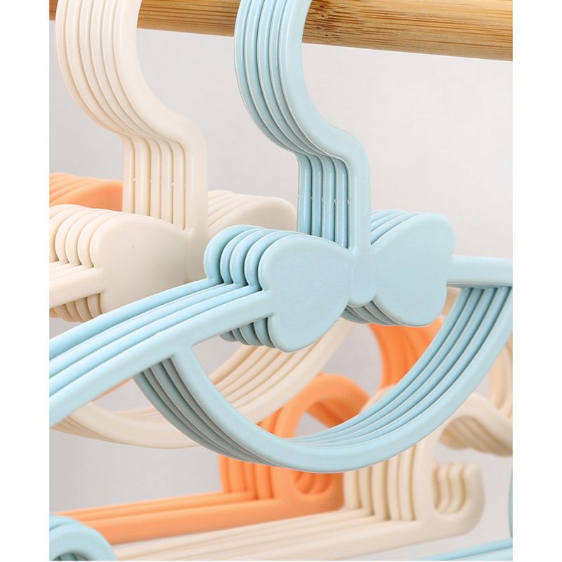 10PCS Kids Storage Hangers Plastic Thicken Bow Knot Coat Drying Hanger for Toddler Baby Blue