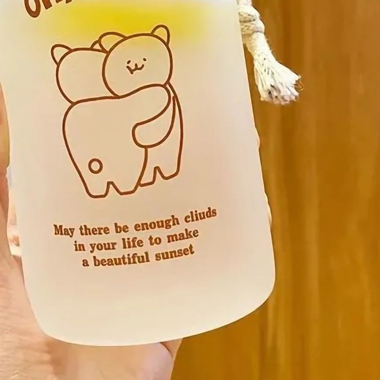 Kids Water Bottle Cute Cartoon Printing Handle Design Healthy Odorless Good Sealing Students Water Cup Hug Bear
