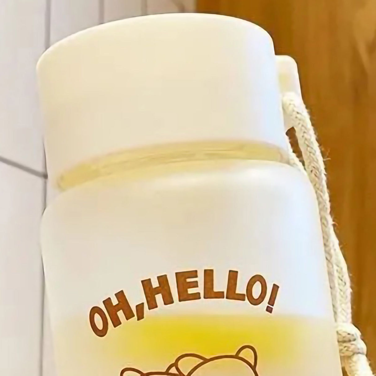 Kids Water Bottle Cute Cartoon Printing Handle Design Healthy Odorless Good Sealing Students Water Cup Hug Bear