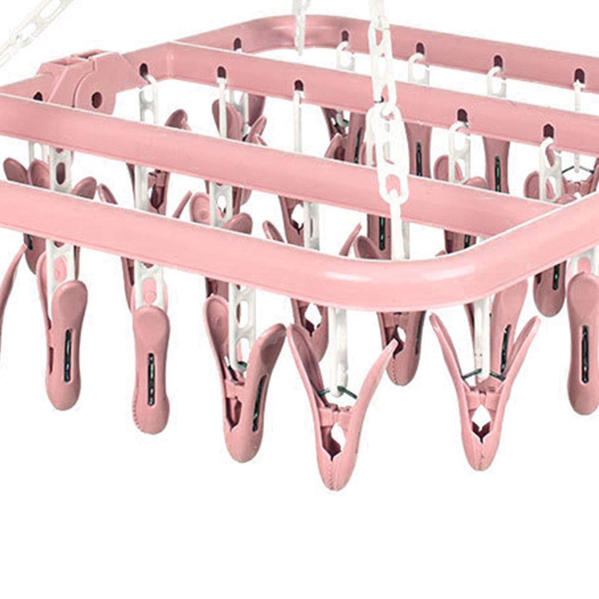 32 Clip Folding Hanger 360 Degree Rotation Household Laundry Clip Rack with Windproof Lock Drying Rack Pink C0NCQ