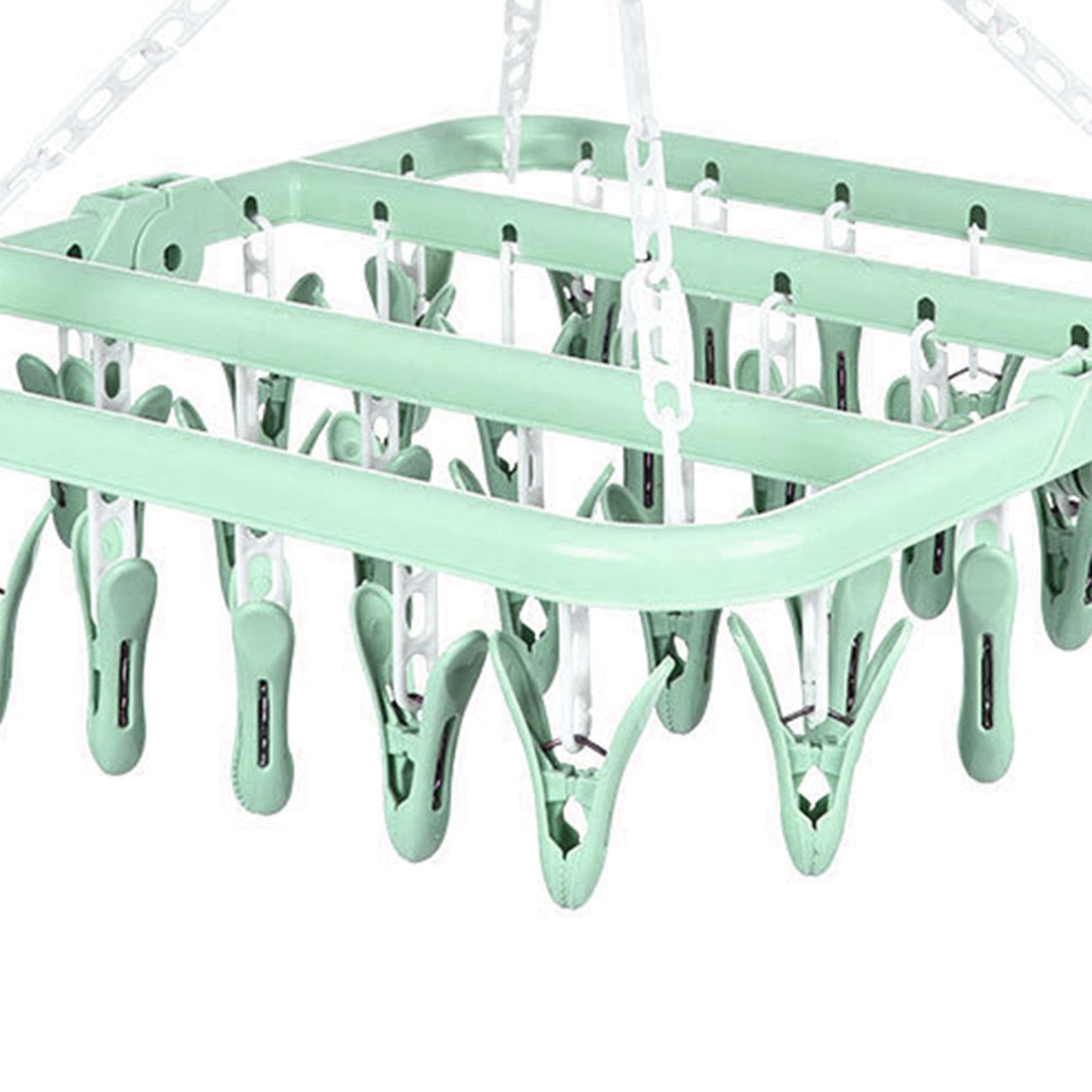 32 Clip Folding Hanger 360 Degree Rotation Household Laundry Clip Rack with Windproof Lock Drying Rack Green C0NCN