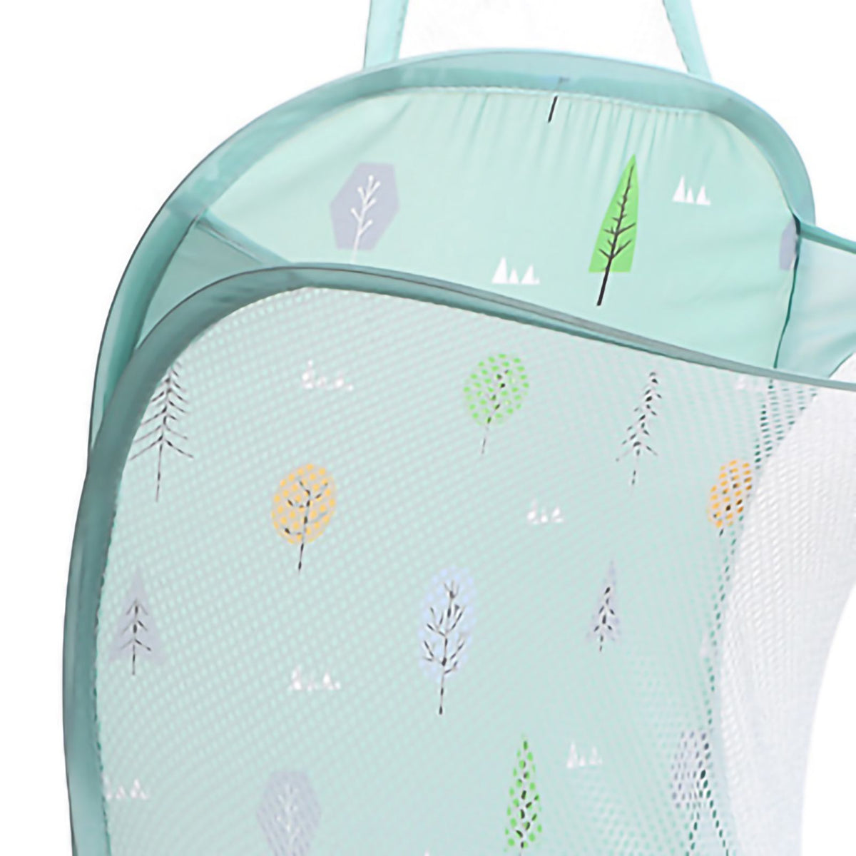 Collapsible Laundry Bag Foldable Laundry Hamper Large Laundry Basket Mesh Wall Mounted for Bathroom with Hook Green Tree