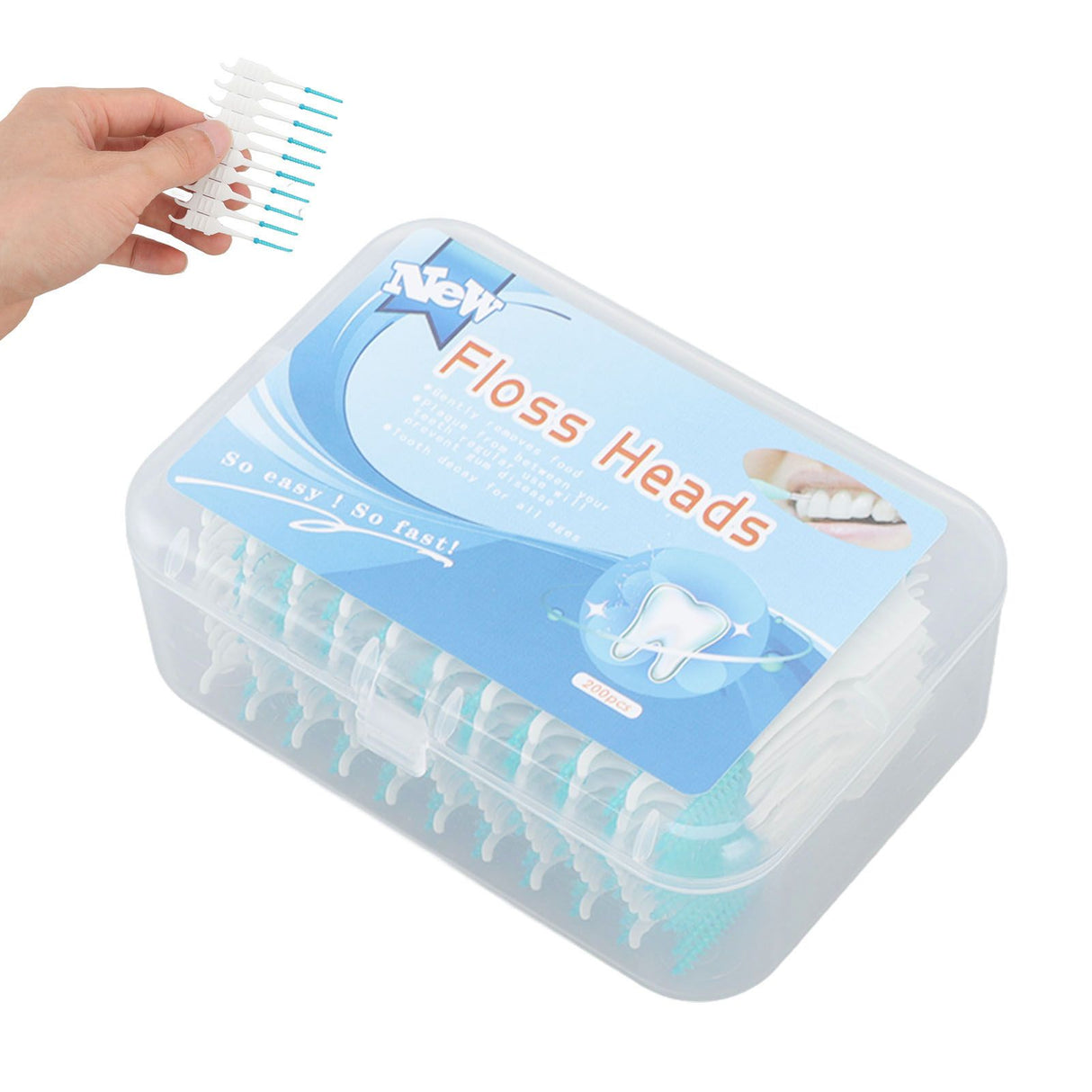 Interdental Brush Disposable Soft Silicone Head Portable Floss Toothpick Brush with Case for Oral Care 200pcs Mint Green
