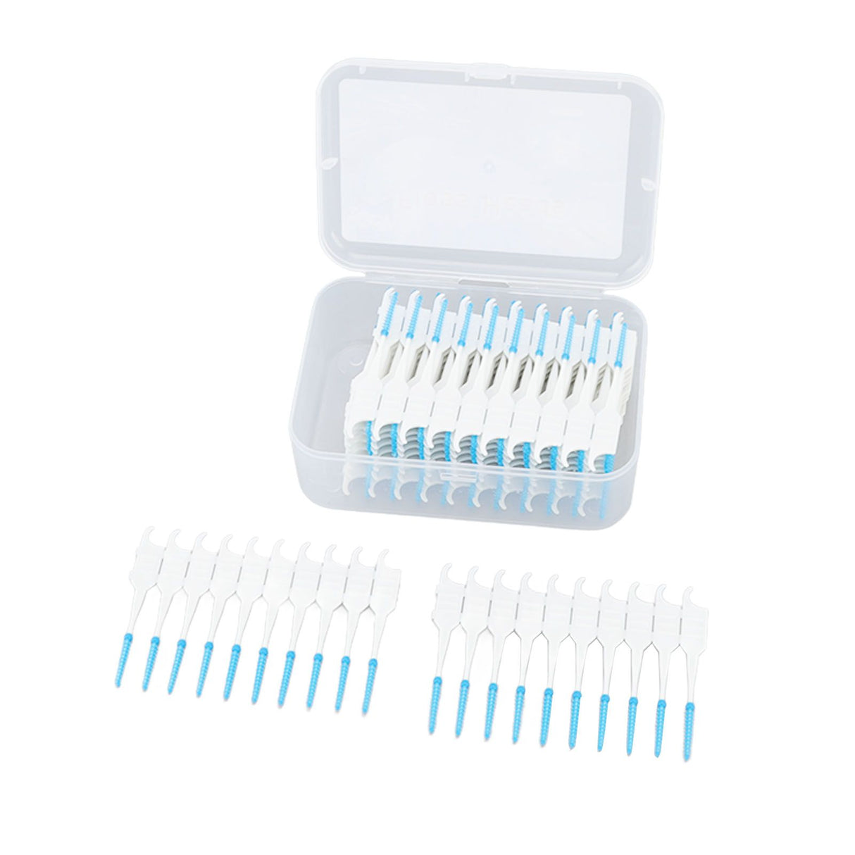 Interdental Brush Disposable Soft Silicone Head Portable Floss Toothpick Brush with Case for Oral Care 200pcs Blue