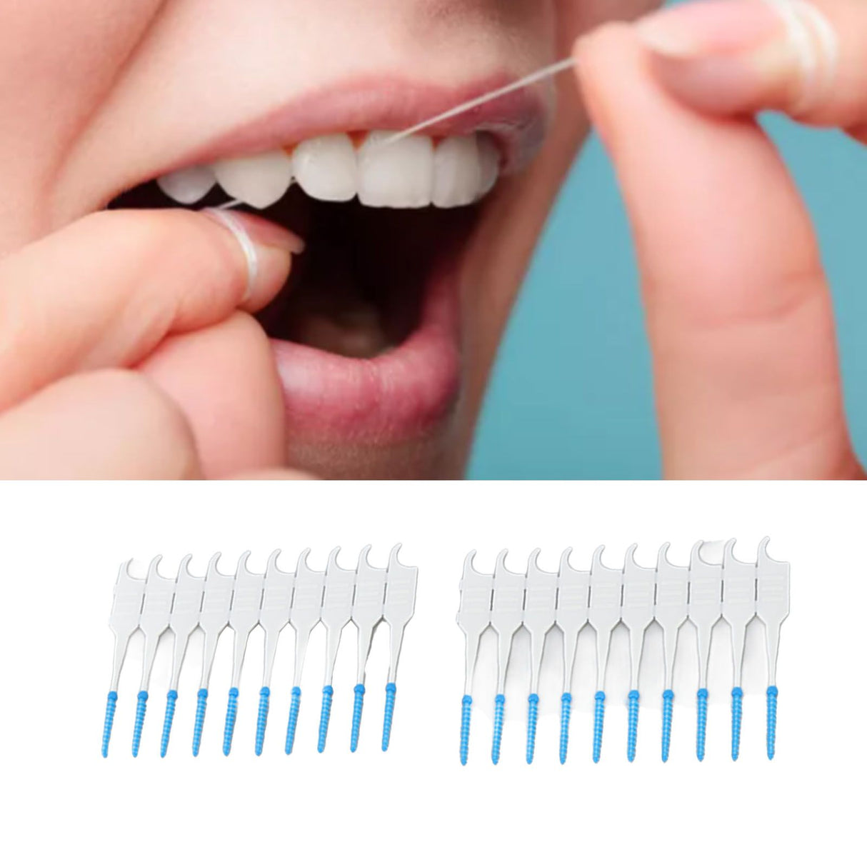 Interdental Brush Disposable Soft Silicone Head Portable Floss Toothpick Brush with Case for Oral Care 200pcs Blue