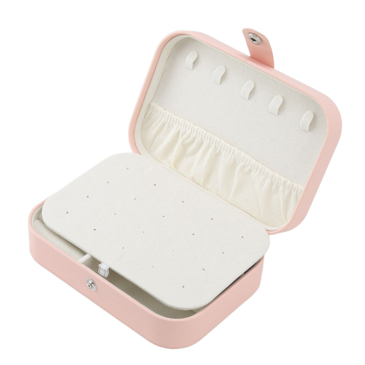 Jewelry Case Portable Beautiful Pink Necklace Ring Ear Stud Storage Box Adjustment Leather Travel Jewelry Case with Lock