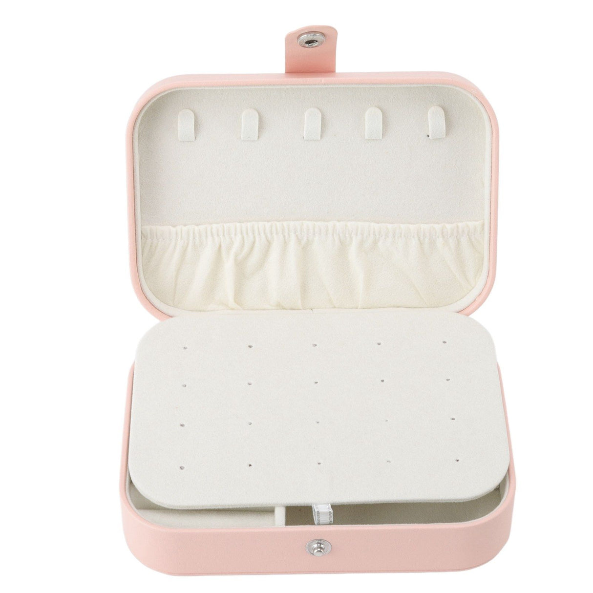 Jewelry Case Portable Beautiful Pink Necklace Ring Ear Stud Storage Box Adjustment Leather Travel Jewelry Case with Lock