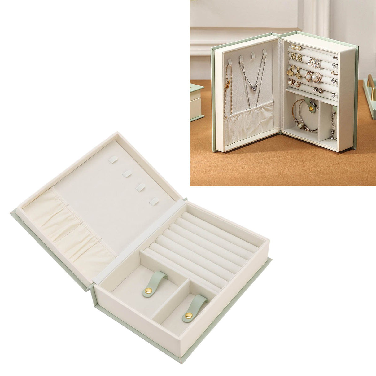Jewellery Box Leather Jewelry Storage Case Large Capacity Portable for Earring Necklace