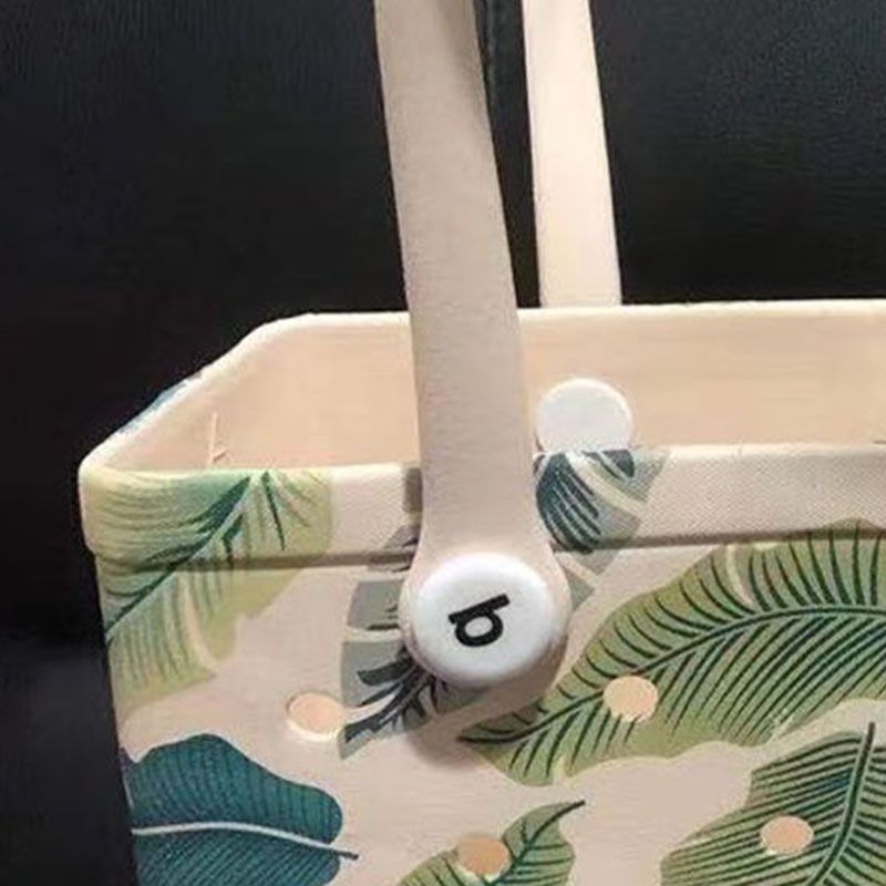 Women Storage EVA Handbag Hole Design Beach Casual Bag for Outdoor Sport Shopping Traveling Leaves Small