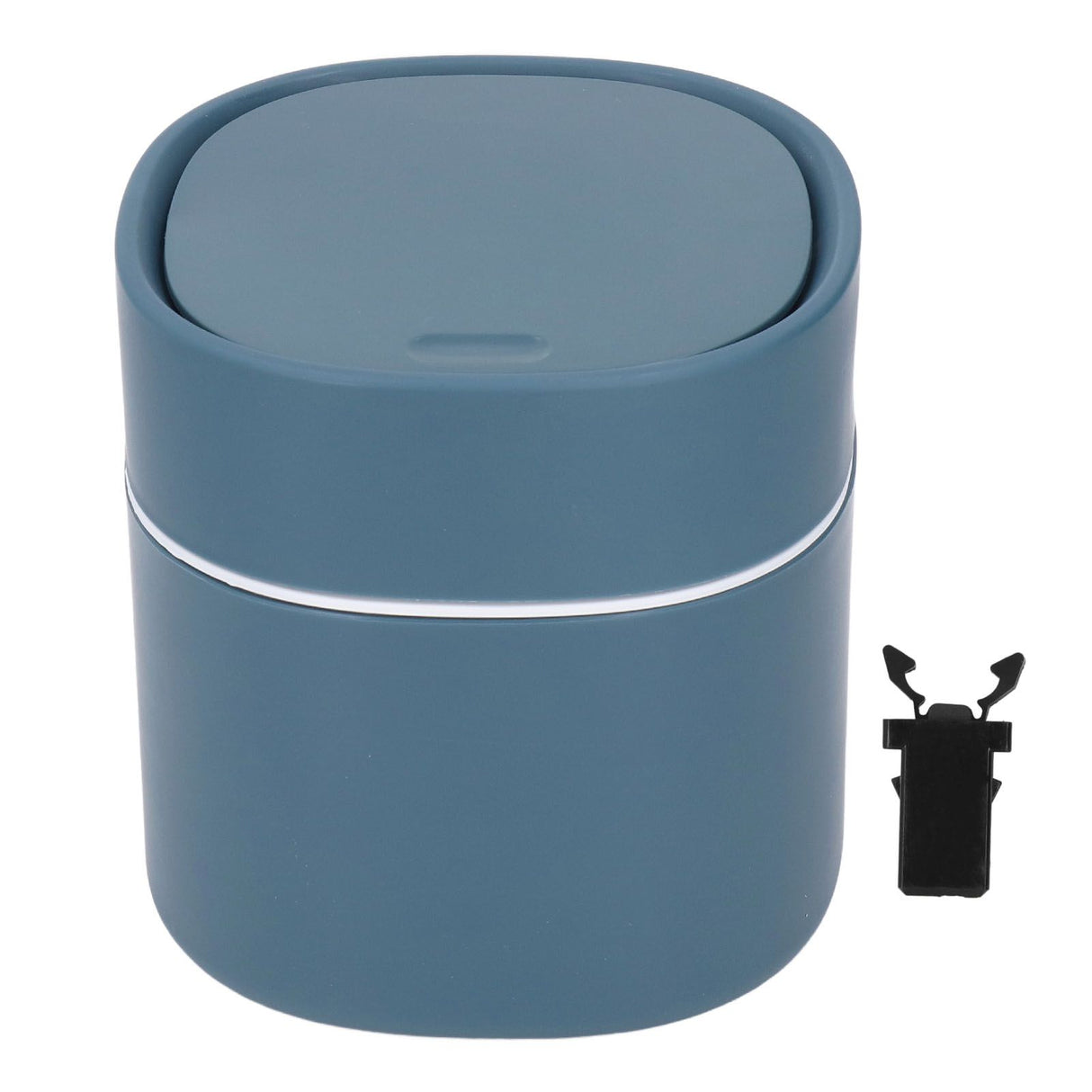 Mini Desktop Trash Can Debris Storage Cleaning Can with Lid for Coffee Table Dressing Table Desktop Countertop Blue