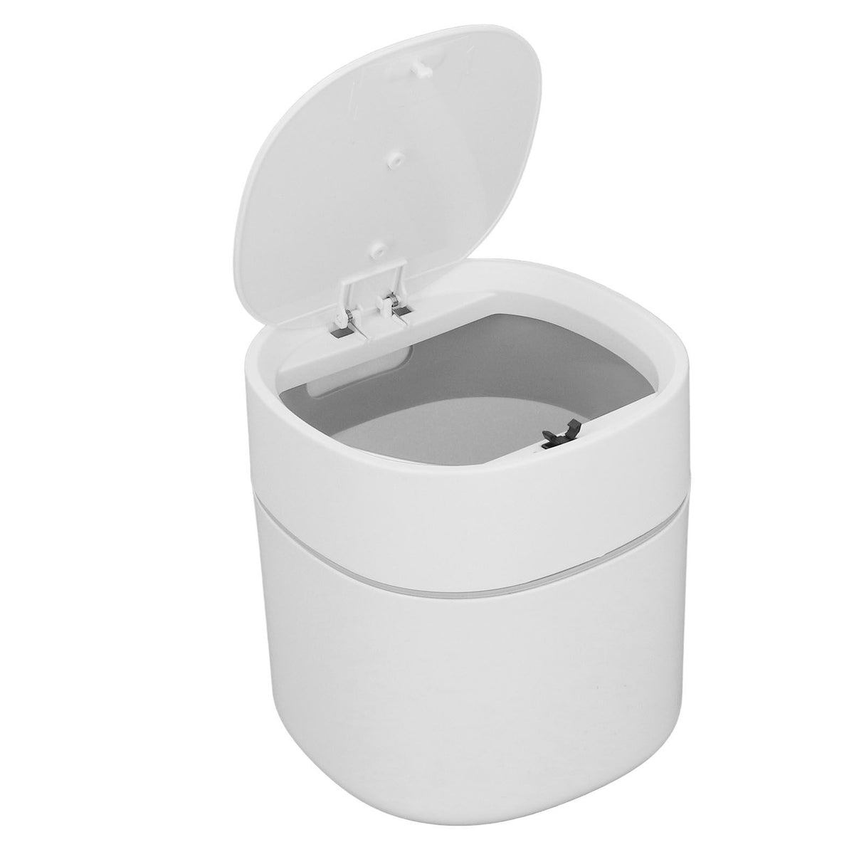 Mini Desktop Trash Can Debris Storage Cleaning Can with Lid for Coffee Table Dressing Table Desktop Countertop White