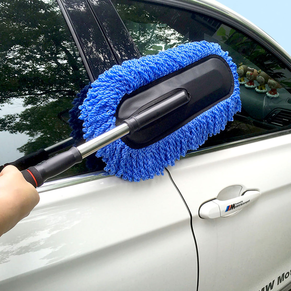 Car Wash Brush Microfiber Soft Scratch Free Multipurpose Cleaning Mop Duster for Car Maintenance Blue, Retractable