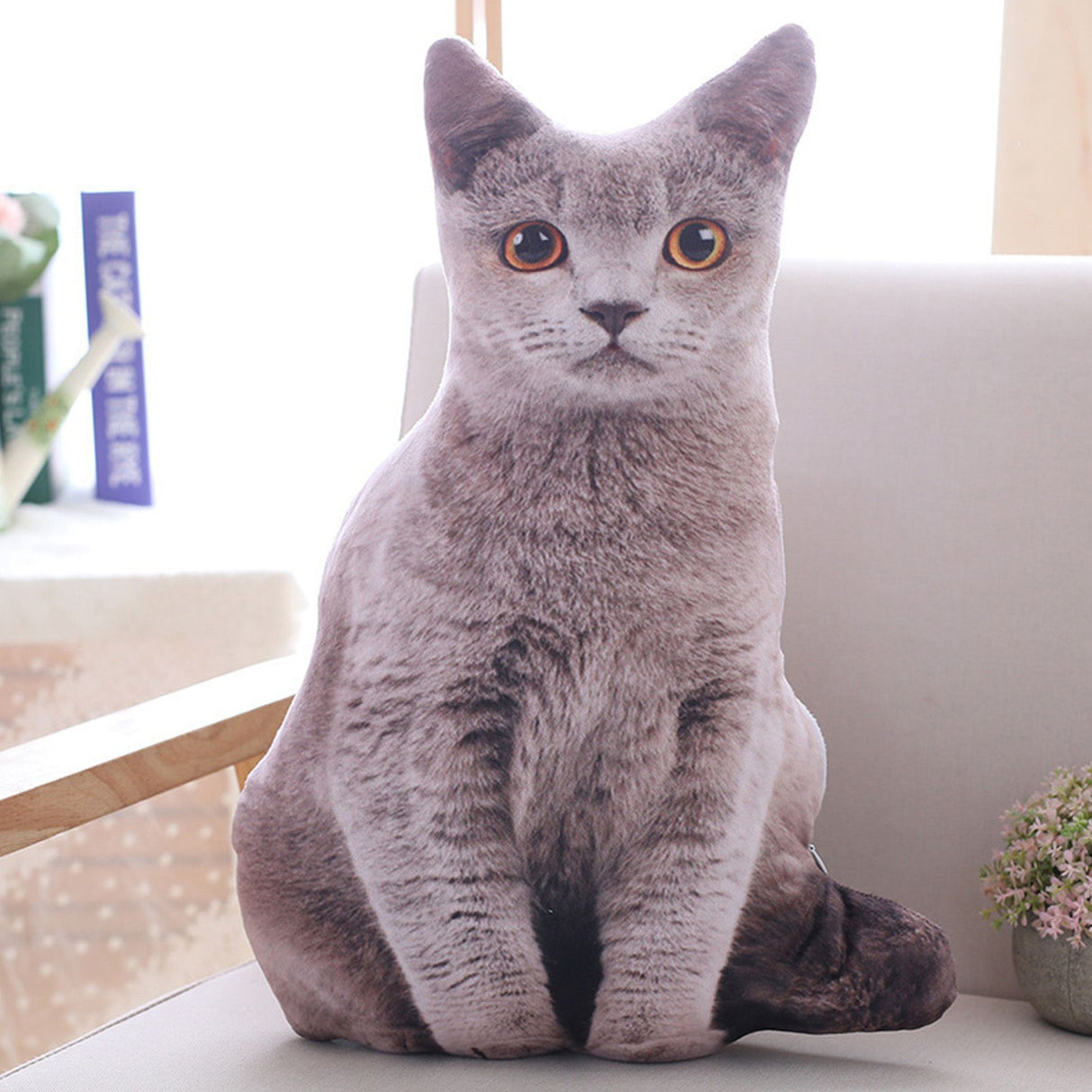 3D Throw Pillow Nap Head Cover Cute Environmental Protection PP Cotton Doll Toy for Kids Gift Gray 50cm/19.69in