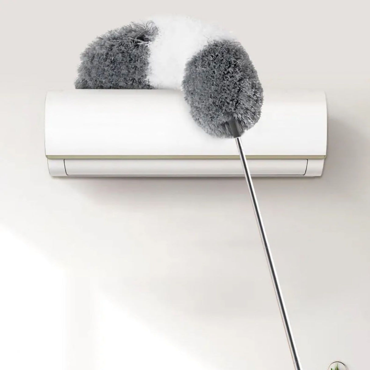 Telescopic Duster 9.2ft Extendable Pole Washable Bendable Head Fiber Duster for Ceiling Window Car Gray White Gray