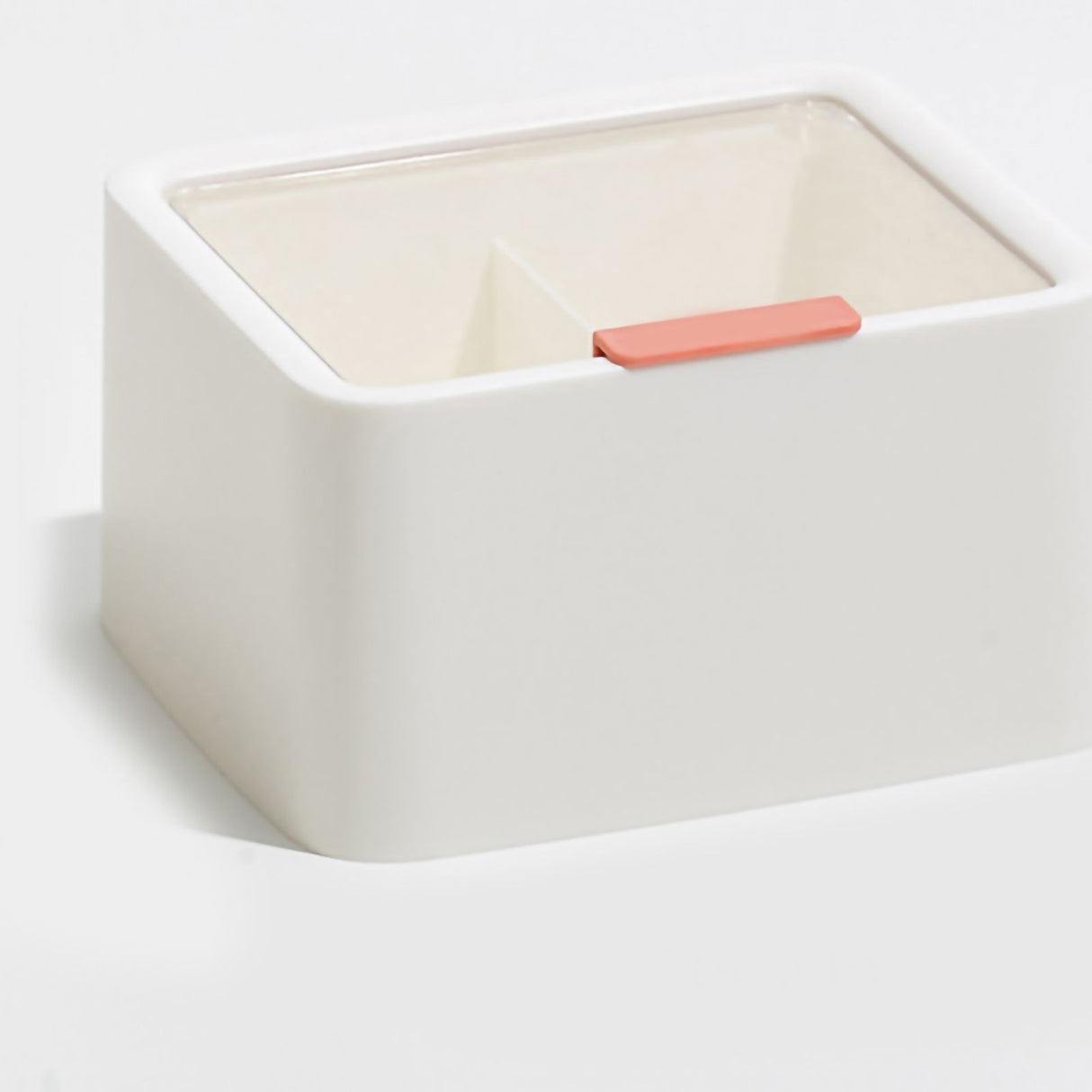 Cosmetic Storage Box Plastic Dustproof Double Grids Makeup Container with Lid for Makeup Cotton Swab Dental Floss White