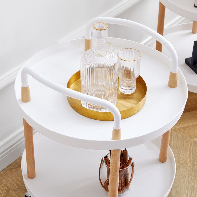Cart Storage Rack Plastic Armrest Design Corrosion Resistant Rolling Storage Cart for Home Living Room Office White 2 Layers