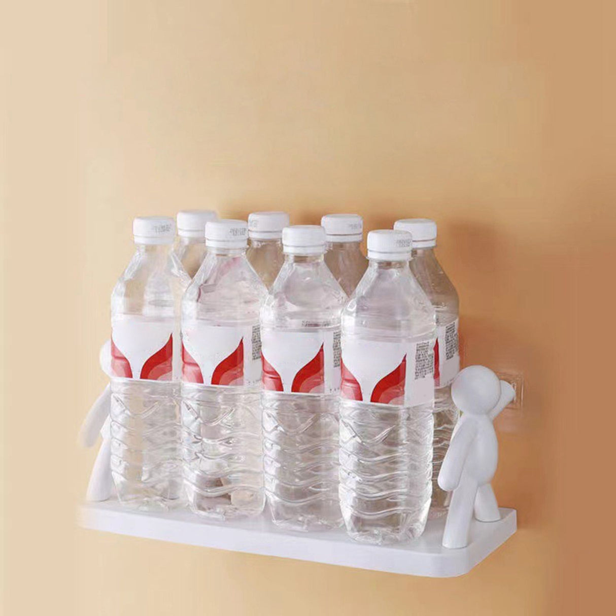 Wall Mounted Shelf Hole Free Installation Small Doll Shape Large Capacity Plastic Stable Load Bearing Storage Rack Grey