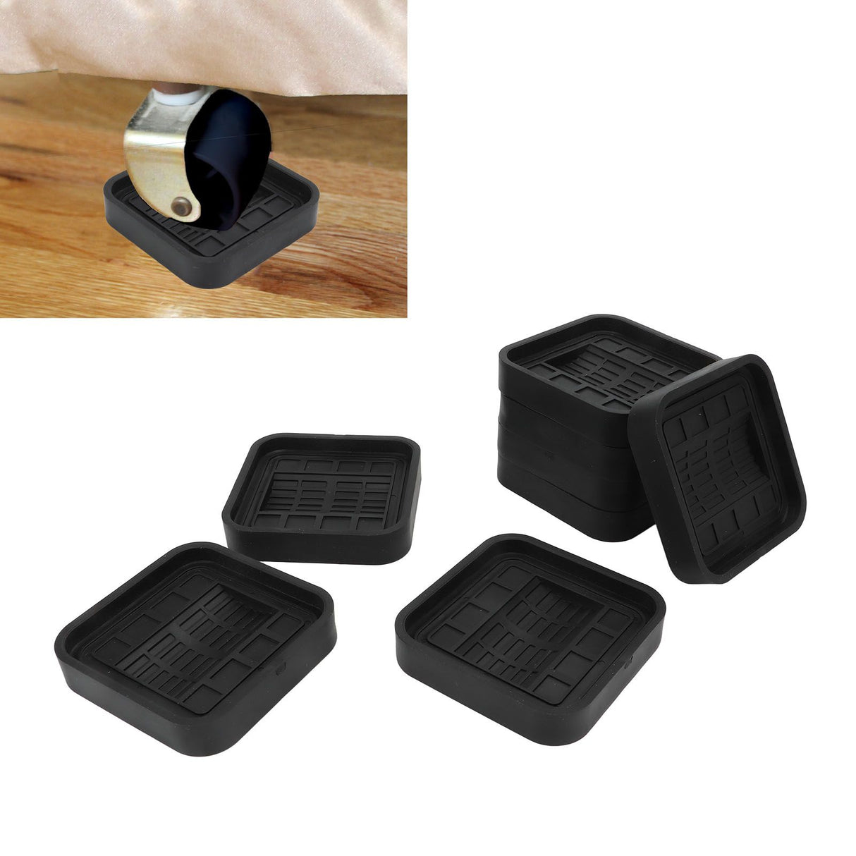 8pcs Wheel Stoppers Rubber Universal Scratch Proof Bed Sofa Caster Cups for Furniture