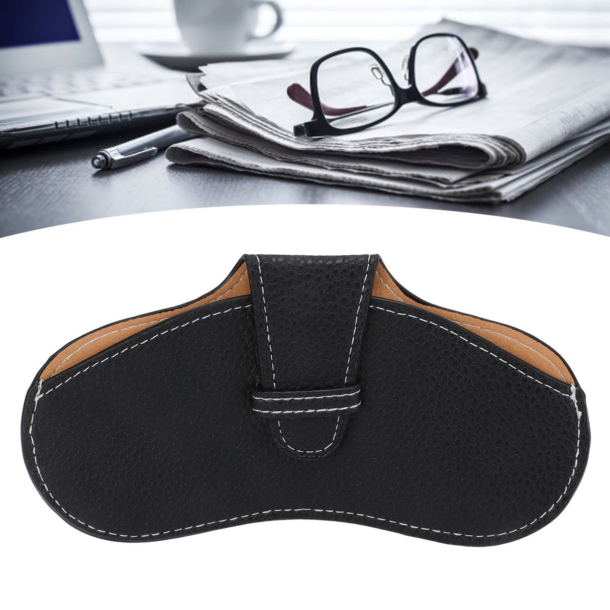 Leather Sunglasses Case Portable PU Leather Eyeglass Case Leather Wear Resistant Simple Eyeglass Case for Sunglasses Black