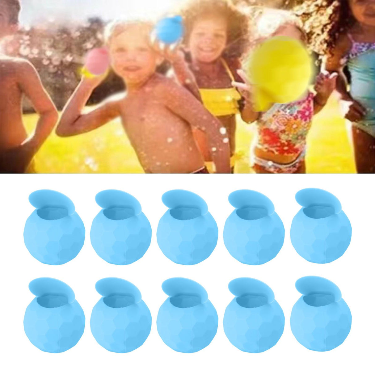 10 Pcs Reusable Water Balloons Silicone Water Balloons Self Sealing Quick Fill Summer Pool Beach Party Game Toy Light Blue