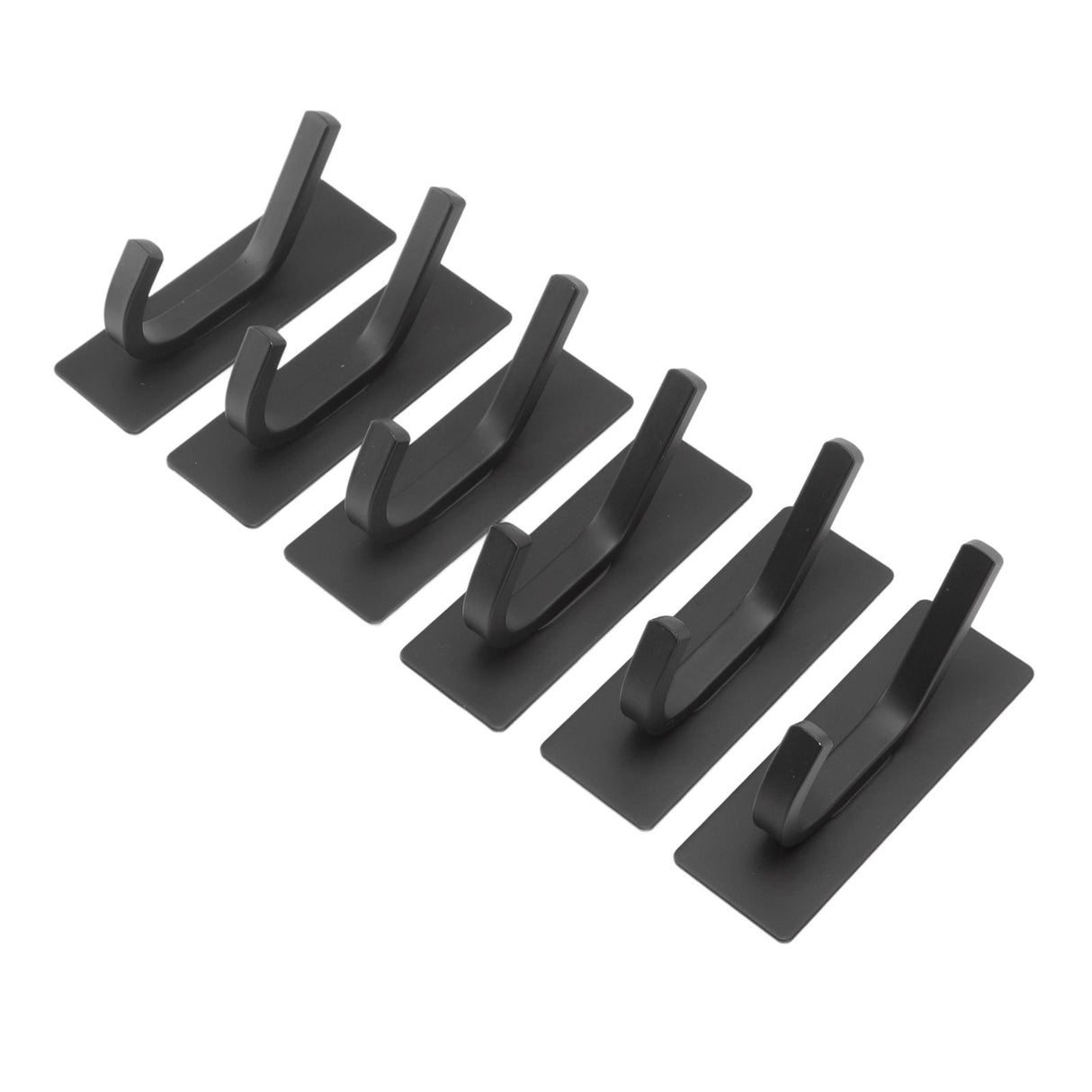 6Pcs Adhesive Hook Stainless Steel Dual Prong Wall Mounted Black for Towel Clothes